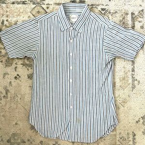Linen striped short sleeve button down